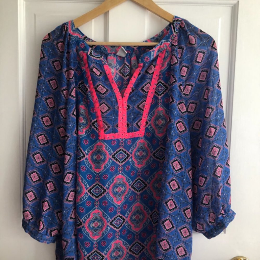 SOLD Paisley Pattern Peasant Blouse
